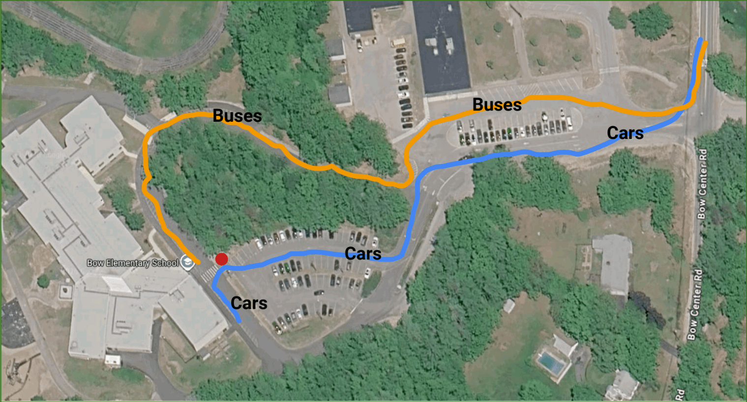Map showing parking areas around BES and BMS